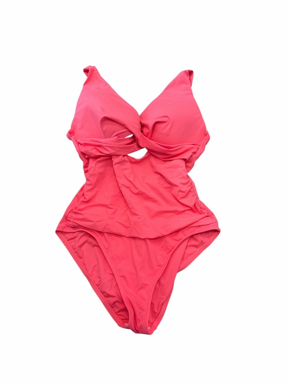 LA BLANCA Neon Coral Tummy Control One-Piece Swimsuit Women’s Size 8 NWT Plunge